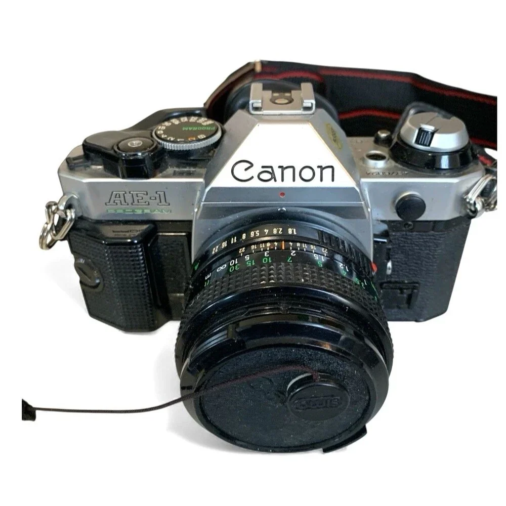 Canon AE-1 Program SLR 35mm Film Camera w/ 50mm F/1.8 Lens & Camera Bag & More